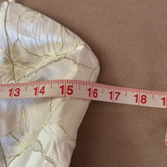 LULUS.Shiny Ivory & Gold Jacquard Mini Dress. Size S. Adjustable Straps. - Picture 10 of 10